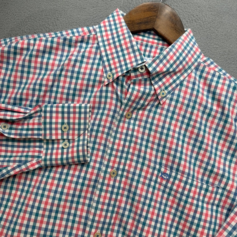 Southern Tide Button Down Shirt Mens M Multicolor Cotton Stretch Plaid Preppy